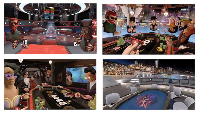 Four different environments to play PokerStars virtual reality game