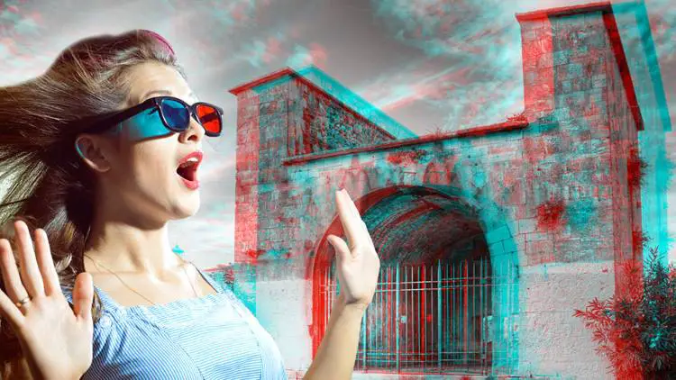 A girl with Anaglyph 3D TV Glass