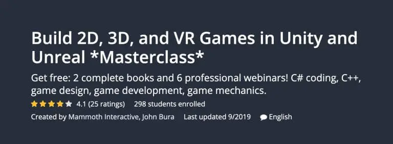 Udemy 2D, 3D, and VR Games Masterclass